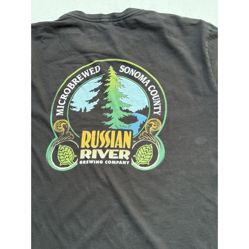 Men's Russian River T-Shirt Black Spell-Out XL Craft Beer IPA USA Sonoma County